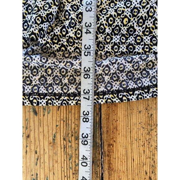 Joei & I Womens V-Neck Short Sleeve Printed Black Yellow Midi Dress M Polyester - Picture 6 of 6
